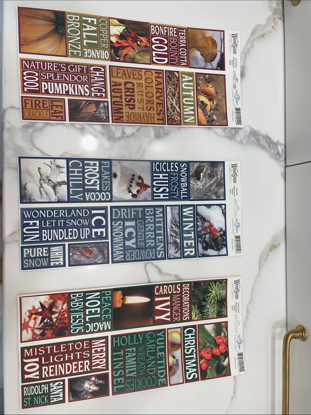 Seasonal Word Sticker Sheets - Autumn, Winter, Holiday
